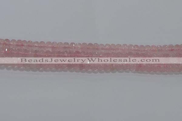 CRQ116 15.5 inches 5*8mm faceted rondelle rose quartz beads