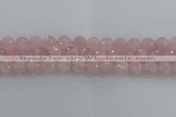 CRQ132 15.5 inches 12mm faceted round natural rose quartz beads