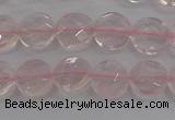 CRQ136 15.5 inches 8mm faceted coin natural rose quartz beads