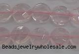 CRQ137 15.5 inches 10mm faceted coin natural rose quartz beads