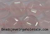 CRQ139 15.5 inches 15mm faceted coin natural rose quartz beads