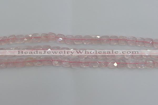 CRQ153 15.5 inches 8mm faceted square natural rose quartz beads