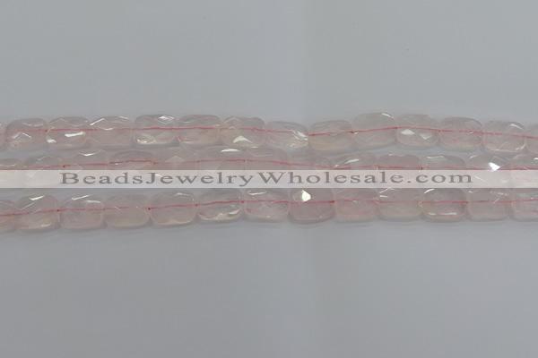 CRQ164 15.5 inches 10*14mm faceted rectangle natural rose quartz beads