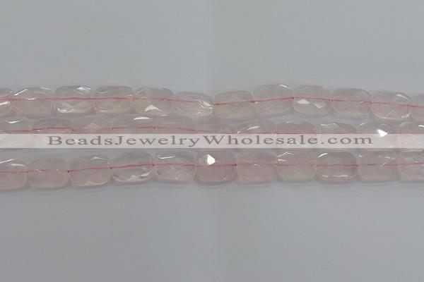 CRQ165 15.5 inches 12*16mm faceted rectangle natural rose quartz beads