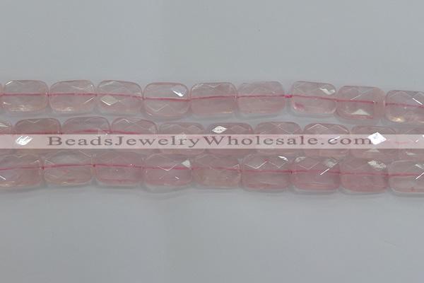 CRQ167 15.5 inches 15*20mm faceted rectangle natural rose quartz beads