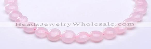 CRQ18 8*14mm flat round natural rose quartz beads wholesale