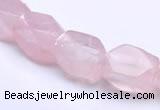 CRQ20 faceted brick shape natural rose quartz beads Wholesale