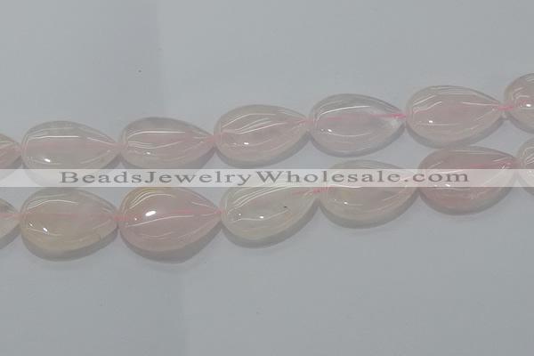 CRQ242 15.5 inches 22*30mm flat teardrop rose quartz beads