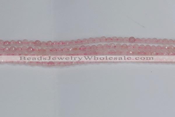 CRQ280 15.5 inches 4mm faceted round rose quartz beads wholesale