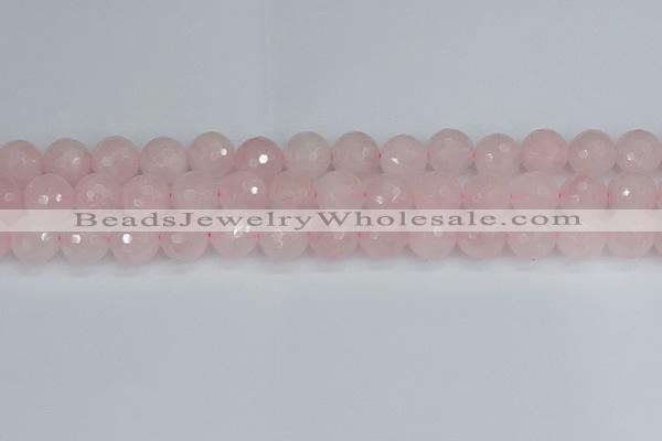 CRQ284 15.5 inches 12mm faceted round rose quartz beads