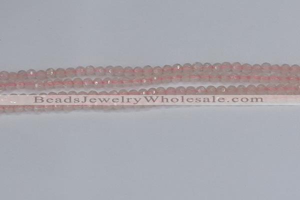 CRQ288 15.5 inches 4mm faceted round rose quartz gemstone beads