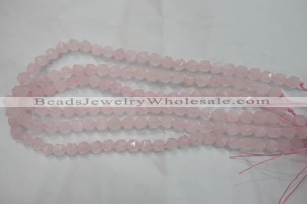 CRQ301 15 inches 8mm faceted nuggets rose quartz beads