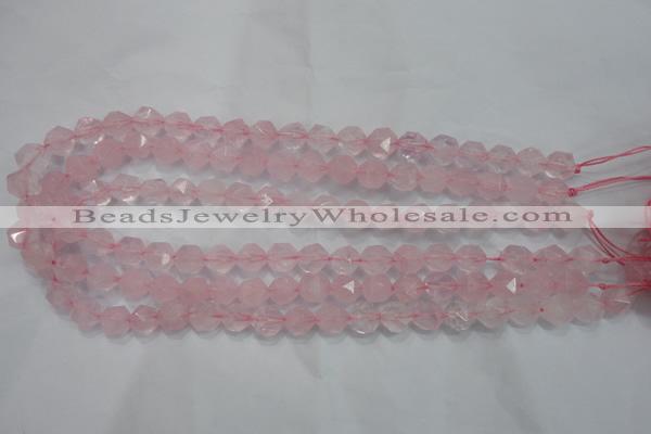 CRQ302 15 inches 10mm faceted nuggets rose quartz beads