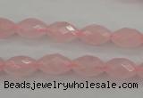 CRQ351 15.5 inches 8*12mm faceted rice rose quartz beads