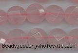 CRQ361 15.5 inches 10mm faceted coin rose quartz beads wholesale