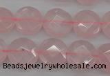 CRQ362 15.5 inches 15mm faceted coin rose quartz beads wholesale