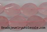 CRQ375 15.5 inches 15*20mm faceted & twisted oval rose quartz beads