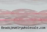 CRQ40 15.5 inches 10*30mm faceted rice natural rose quartz beads