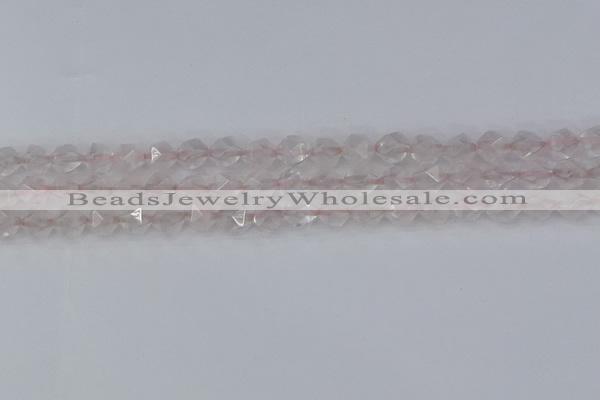 CRQ401 15.5 inches 6mm faceted nuggets rose quartz beads