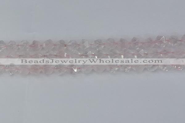 CRQ402 15.5 inches 8mm faceted nuggets rose quartz beads