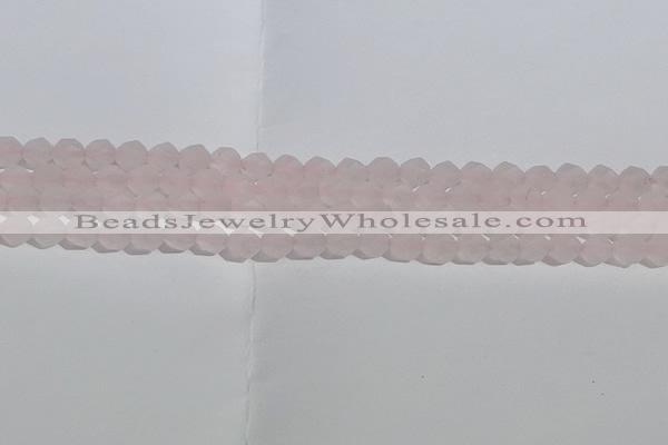 CRQ406 15.5 inches 6mm faceted nuggets matte rose quartz beads