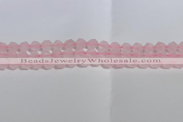 CRQ407 15.5 inches 8mm faceted nuggets matte rose quartz beads