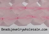 CRQ409 15.5 inches 12mm faceted nuggets matte rose quartz beads