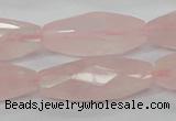 CRQ41 15.5 inches 14*32mm faceted rice natural rose quartz beads