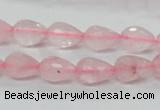 CRQ42 15.5 inches 8*12mm faceted teardrop natural rose quartz beads