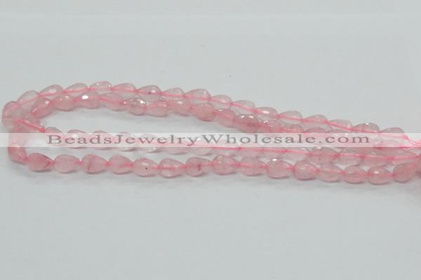 CRQ42 15.5 inches 8*12mm faceted teardrop natural rose quartz beads