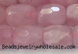 CRQ425 15.5 inches 10*15mm - 11*16mm faceted drum rose quartz beads