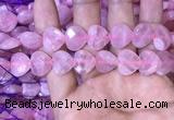 CRQ434 15.5 inches 14*14mm faceted heart rose quartz beads wholesale