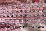 CRQ446 15.5 inches 10mm faceted round rose quartz beads