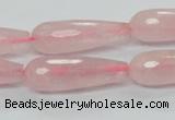 CRQ45 15.5 inches 10*30mm faceted teardrop natural rose quartz beads