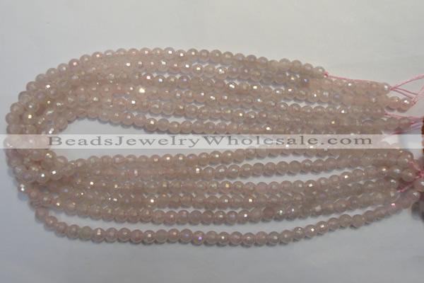 CRQ511 15.5 inches 6mm faceted round AB-color rose quartz beads