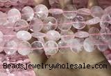 CRQ553 15.5 inches 14mm faceted coin rose quartz beads wholesale