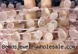 CRQ561 Top drilled 10*14mm faceted briolette rose quartz beads