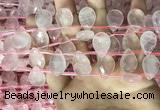 CRQ562 Top drilled 12*16mm faceted briolette rose quartz beads