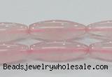 CRQ57 15.5 inches 10*30mm rice natural rose quartz beads wholesale