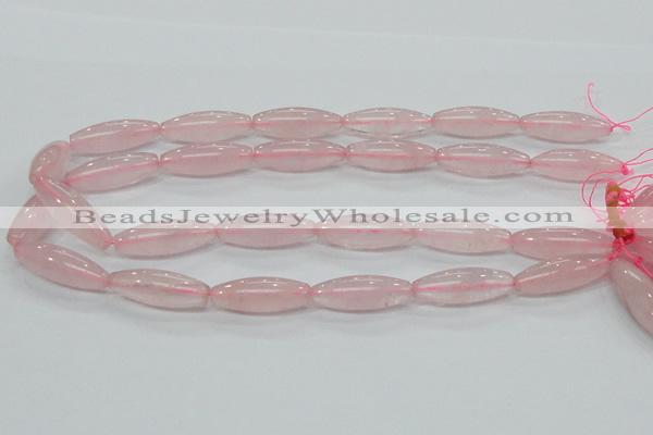 CRQ57 15.5 inches 10*30mm rice natural rose quartz beads wholesale