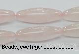 CRQ58 15.5 inches rice 10*30mm natural rose quartz beads wholesale