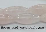 CRQ59 15.5 inches 12*30mm rice natural rose quartz beads wholesale