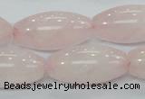 CRQ60 15.5 inches 15*30mm rice natural rose quartz beads wholesale