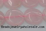 CRQ603 15.5 inches 18mm flat round rose quartz beads wholesale