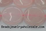 CRQ605 15.5 inches 25mm flat round rose quartz beads wholesale