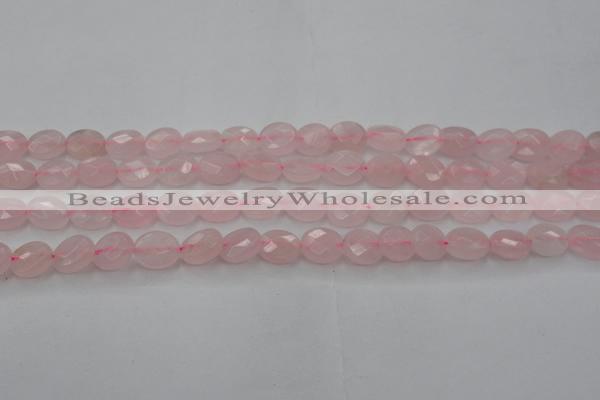 CRQ618 15.5 inches 8*10mm faceted oval rose quartz beads wholesale