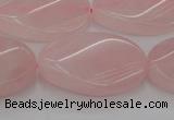 CRQ645 15.5 inches 18*25mm twisted oval rose quartz beads