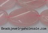 CRQ647 15.5 inches 25*35mm twisted oval rose quartz beads