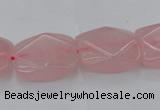 CRQ657 15.5 inches 15*20mm faceted rectangle rose quartz beads