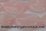 CRQ668 15.5 inches 22*30mm carved leaf rose quartz beads